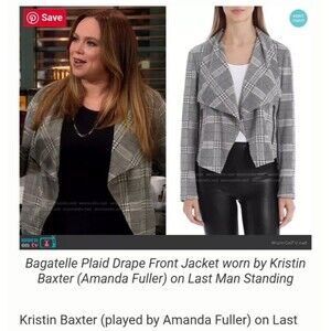 Bagatelle academia career draped plaid blazer jacket Medium As seen on TV